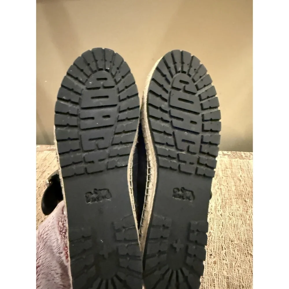 COACH‎ Courtney Mary Jane Black Espadrille Flats 8.5 In Signature Canvas